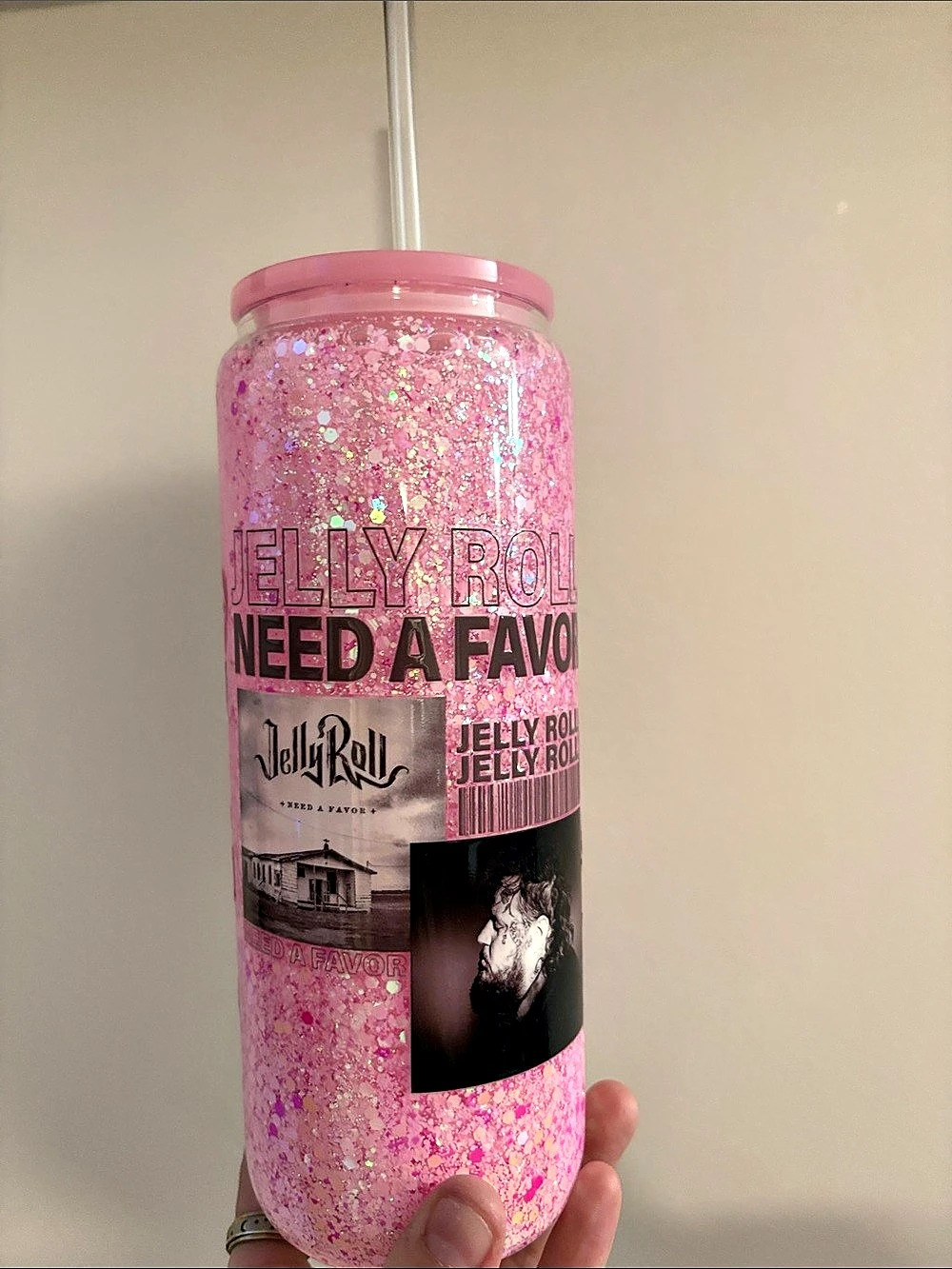 Jelly Roll Pink Glitter Tumbler